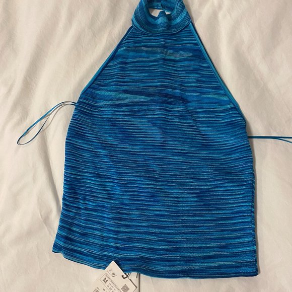 Zara Aquamarine  Halter Knit Top - Picture 5 of 8